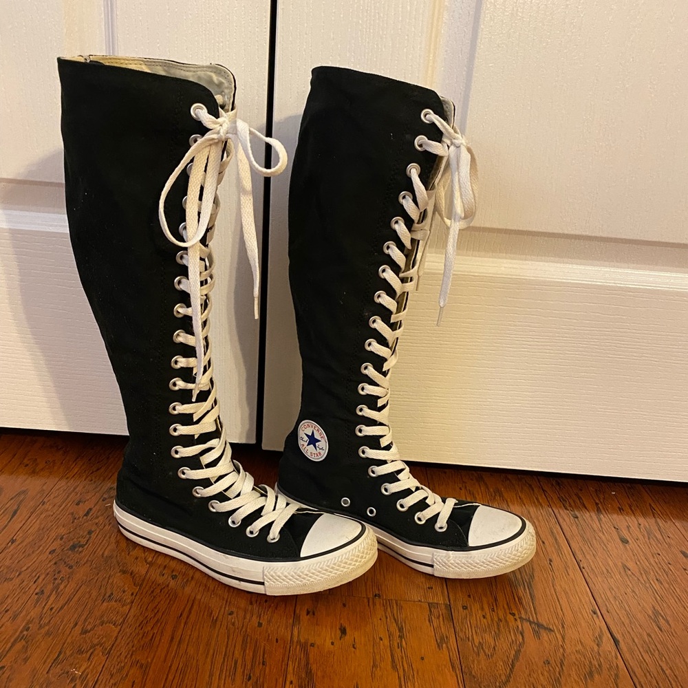 Knee High Black Converse Size W 6, M 4